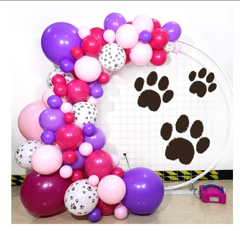Purple Rose Red Pink Latex Balloon Paw Print Balloon Dog Birthday Patrol Theme Party