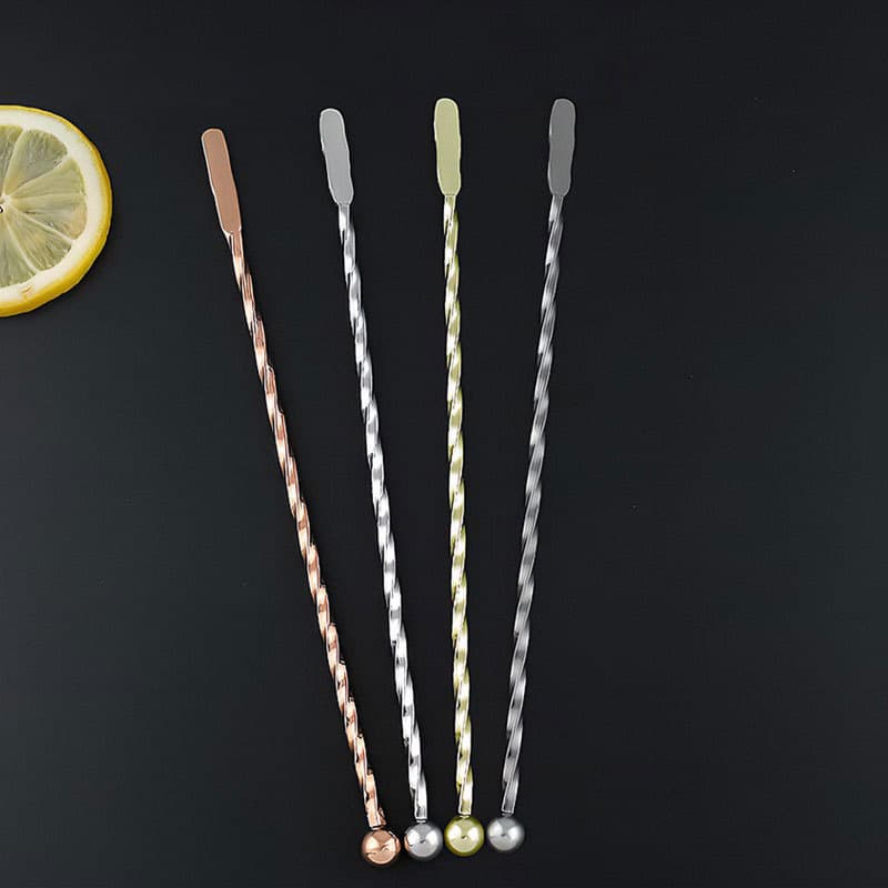 Stainless Steel Stirring Stick Cocktail Mixing Stick Pick Round Bead Bar Milk Tea Coffee Decoration Stick Mixing Stick