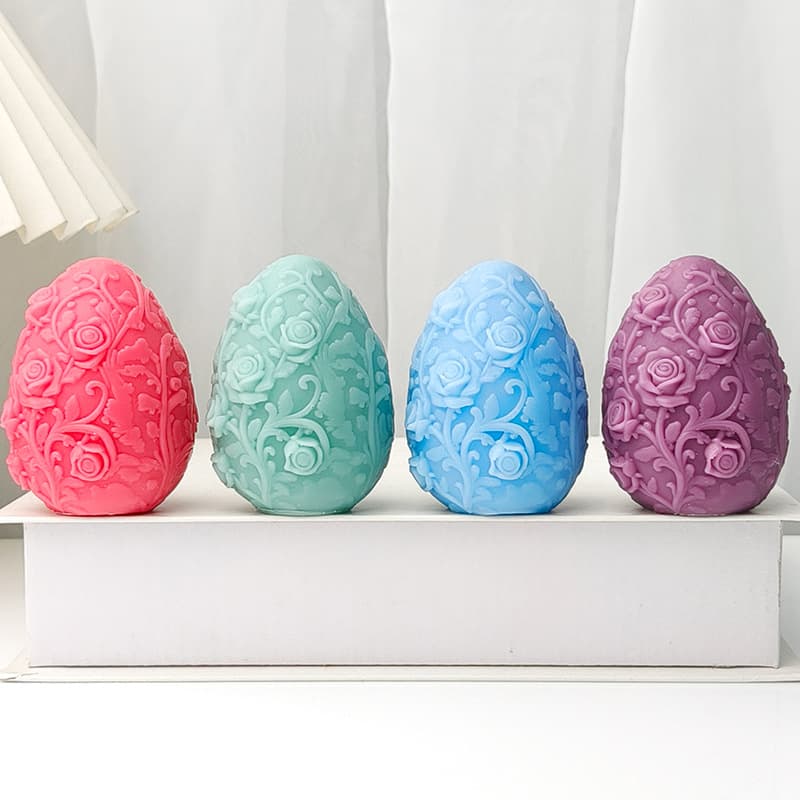 New Embossed Rose Egg Silicone Mold Rose Egg Scented Candle Soap Mold