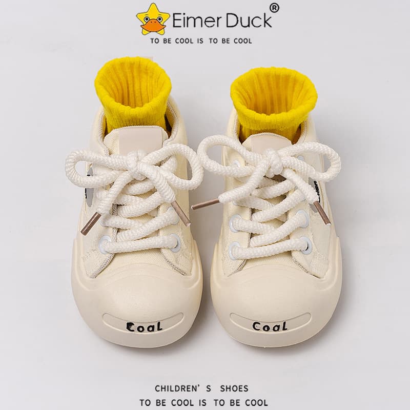 Children's Lined Slip-On Sneakers Lace-Up Casual Shoes Round Toe Anti-Slip Flats Versatile Student White Shoes Korean Trendy Lightweight