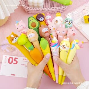 Creative Stress Relief Pen Gel Pen for Elementary School Students Cartoon Soft Squeeze Pen Kids Squeeze Toy Back-to-School Gift
