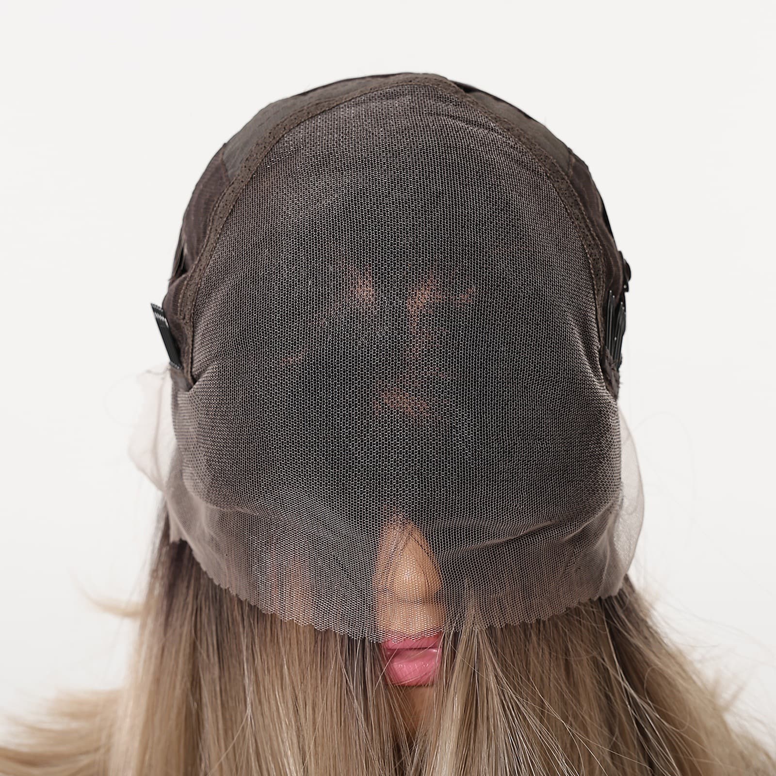 Lace Wig Brown Straight Hair Free Part 13x6 Hand-Tied Mesh Cap Thin Breathable Natural Realistic Full Head Wig for Women
