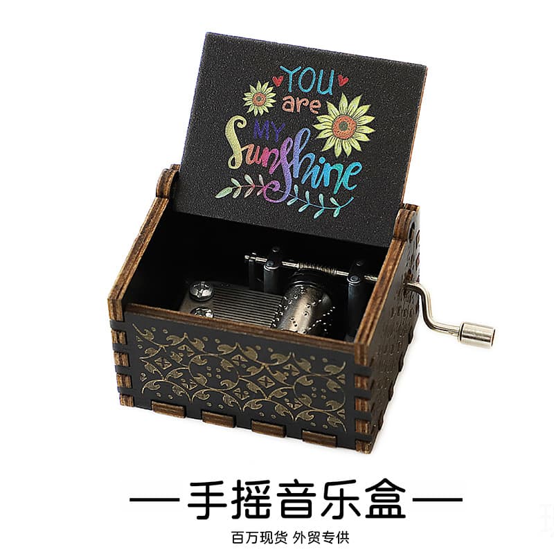 Wooden Music Box Ornaments, Classical Carved Hand-Cranked Music Boxes, Christmas Crafts, Gifts, In Stock