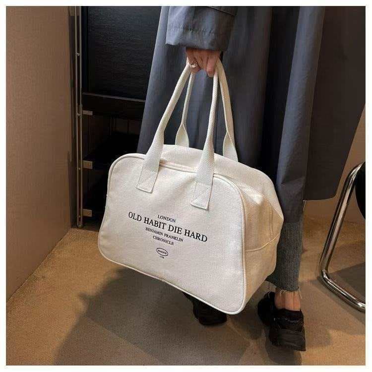 Canvas Tote Bag Large Capacity Short Trip Business Travel Luggage Bag Versatile Storage Cloth Bag Handheld Lightweight Travel Bag