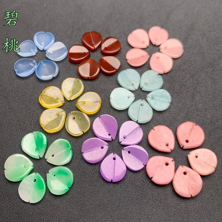Jade and agate petals, natural golden silk jade, amazonite, agate, peach blossom petals, DIY antique style hairpin, jade hairpin flower accessory