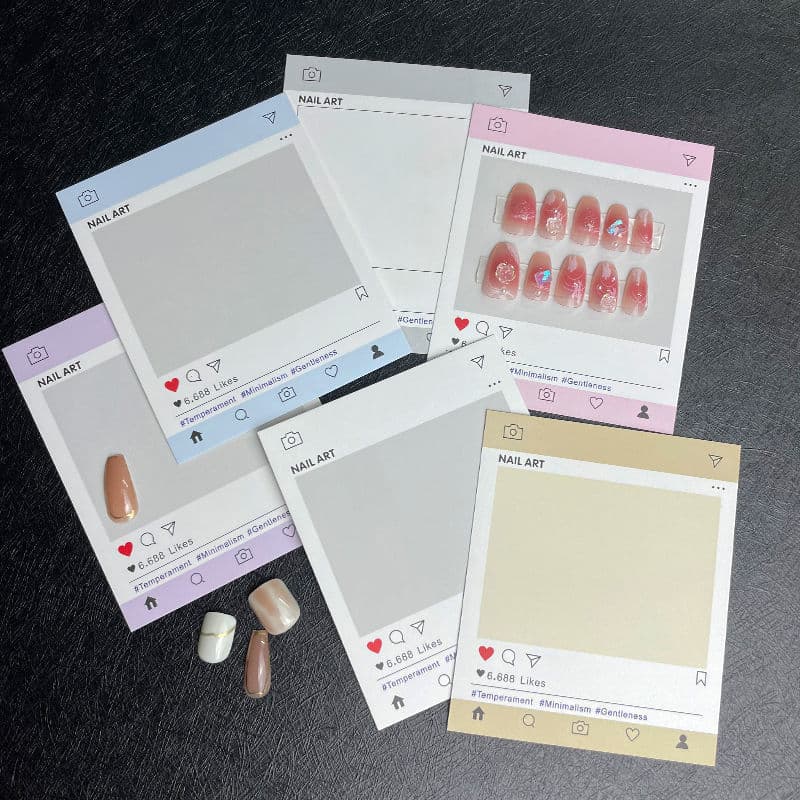 Nail Art Card Set, 6 Styles Wholesale, Salon Wearable Nail Display with Usage Instructions, Double-Sided Printing, Factory Direct