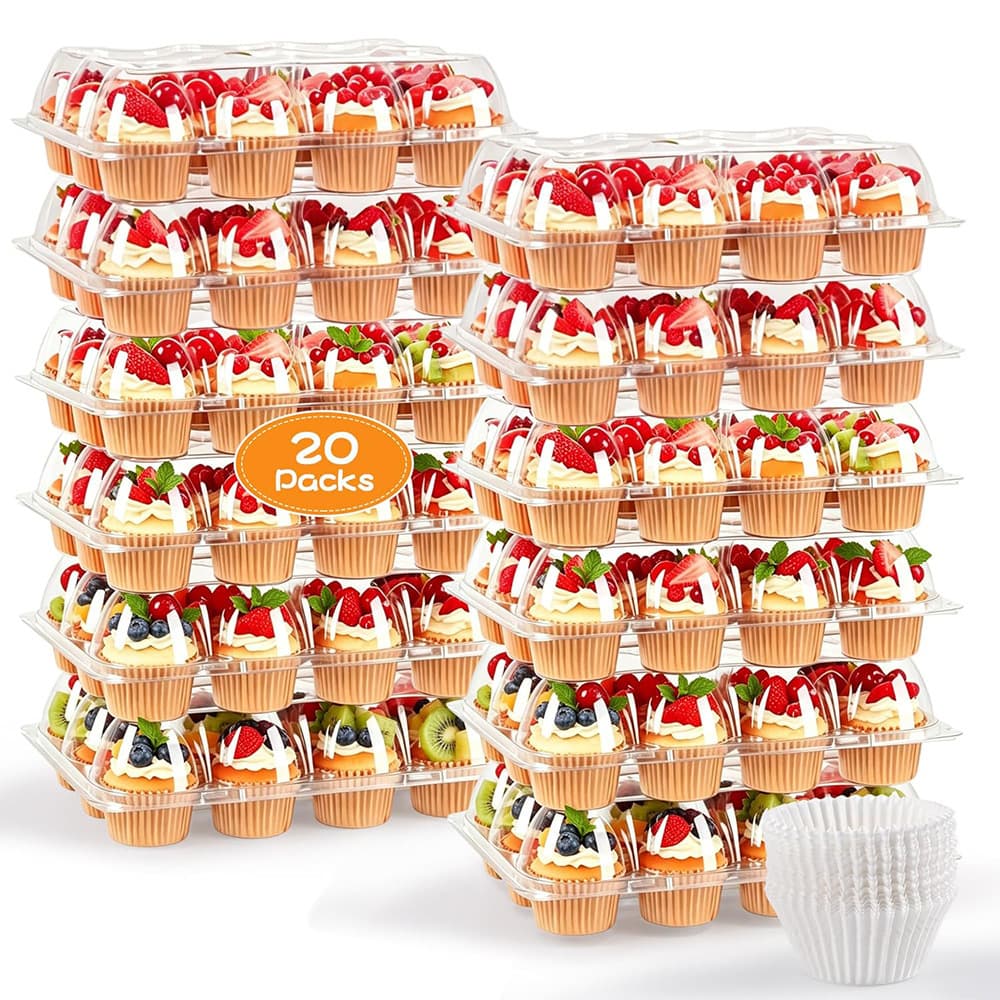 Cross-border 24-Pack Transparent Cake Box with Lid Tray Mousse Cake Container Cake Box Baking Plastic Box