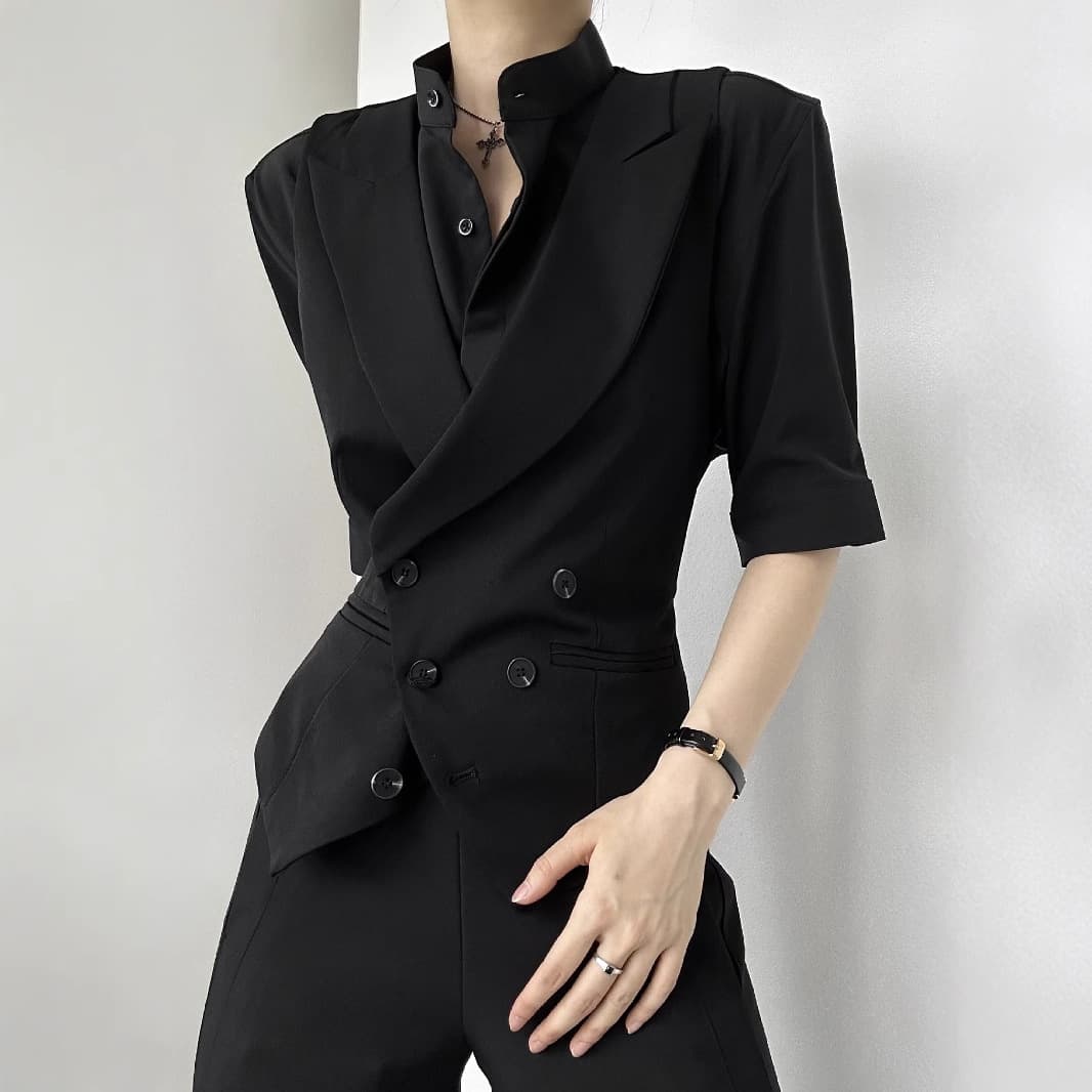 Men's and Women's Casual Suit Lapel Business Vest, British Style High-End Peaked Lapel Slim Fit Vest Jacket