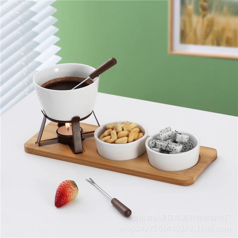 Chocolate Fondue Melting Pot Ice Cream Fondue Set Home Swiss Cheese Fondue Cheese Heating Warmer
