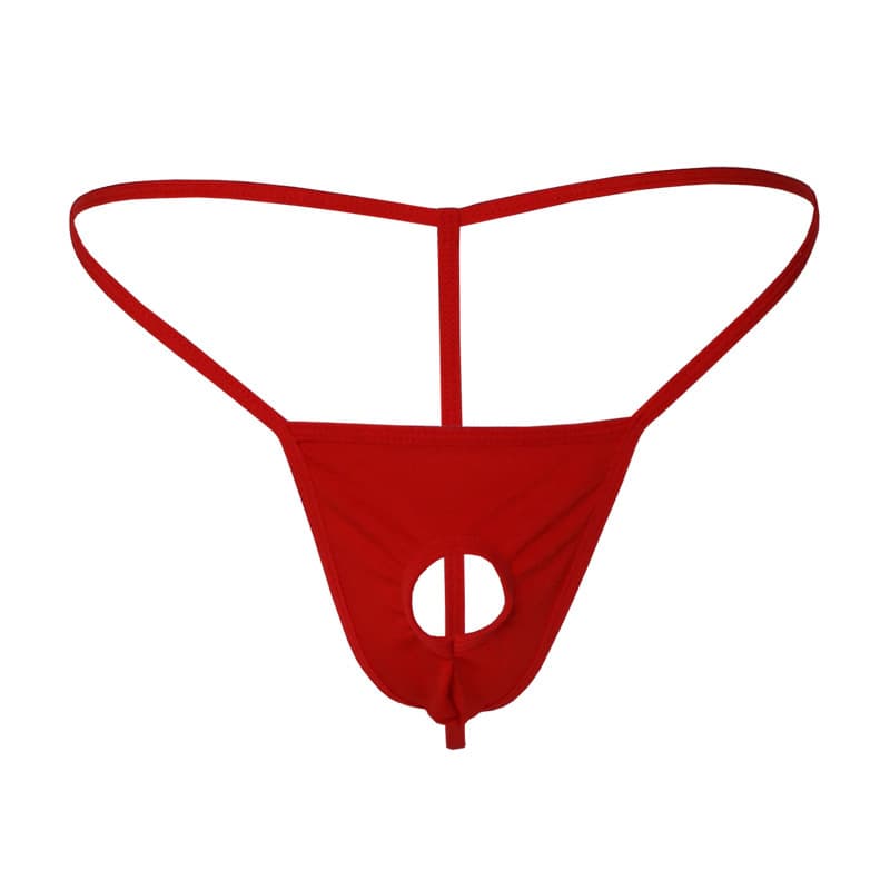 Sexy Men's T-Back Underwear with Opening, Fashionable Revealing Underwear