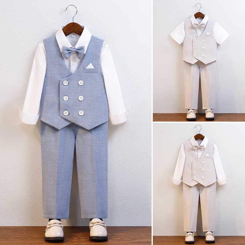 Children's Suit Vest Set for Boys Piano Performance Host Costume Flower Boy Wedding Suit Baby Toddler Blazer