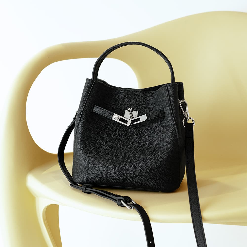 Top-layer cowhide basket bucket bag for women, genuine leather 2026 new style, versatile and high-end single-shoulder bag, handbag, crossbody bag