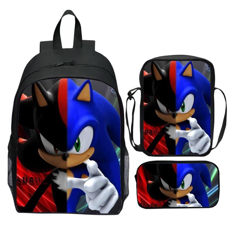 Cartoon Hedgehog Set Backpack Sonic Game Merchandise Backpack Crossbody Bag Pencil Case Custom with Image