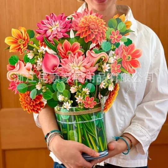 Pop Up Flower Bouquet Greeting Card 3D Mother's Day Card Large Bouquet Card