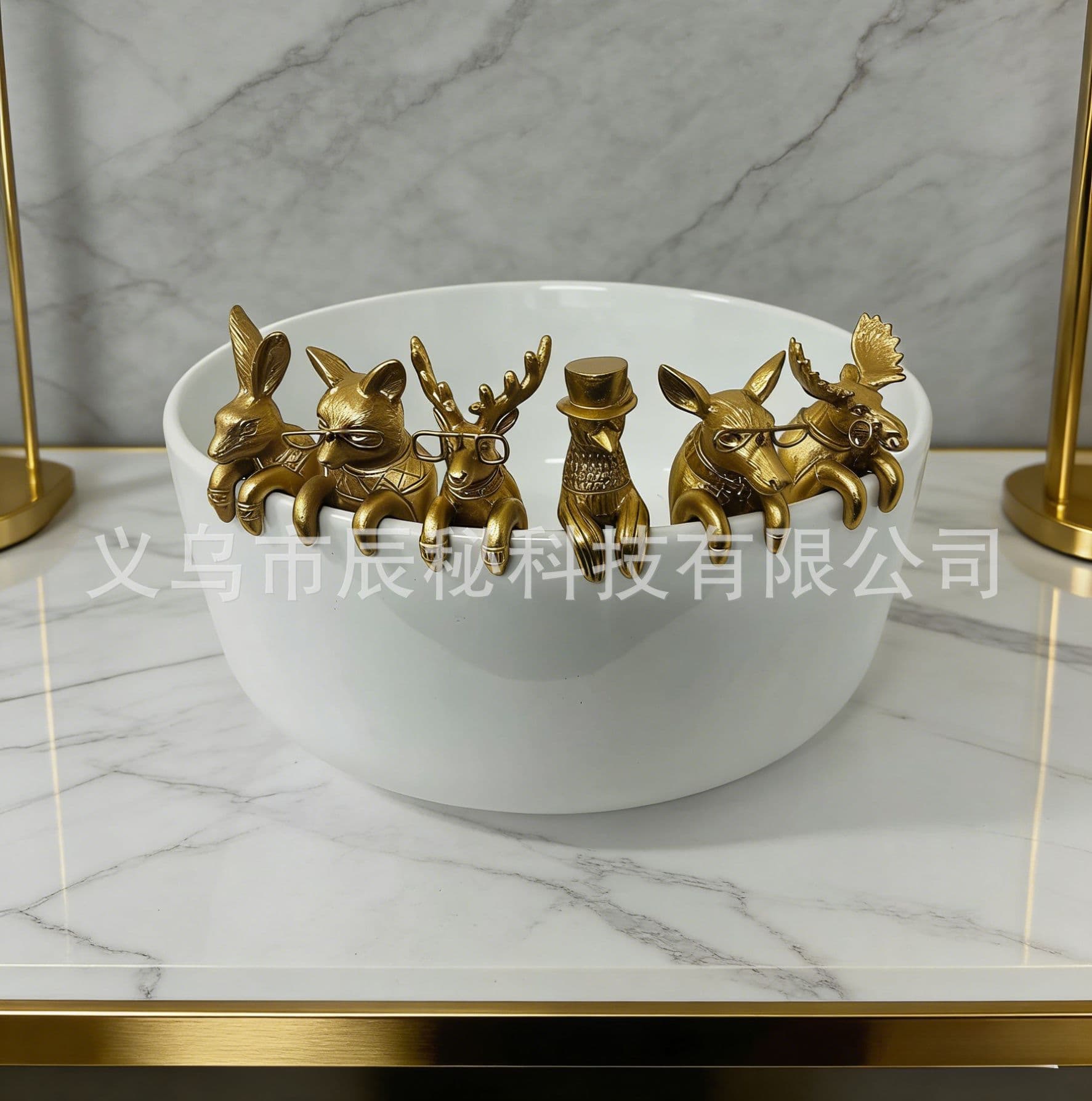 Vintage Antique Bronze Animal Figurine Ornament Indoor Home Decor Living Room Mantel Resin Craft Desktop Flower Pot Decoration
