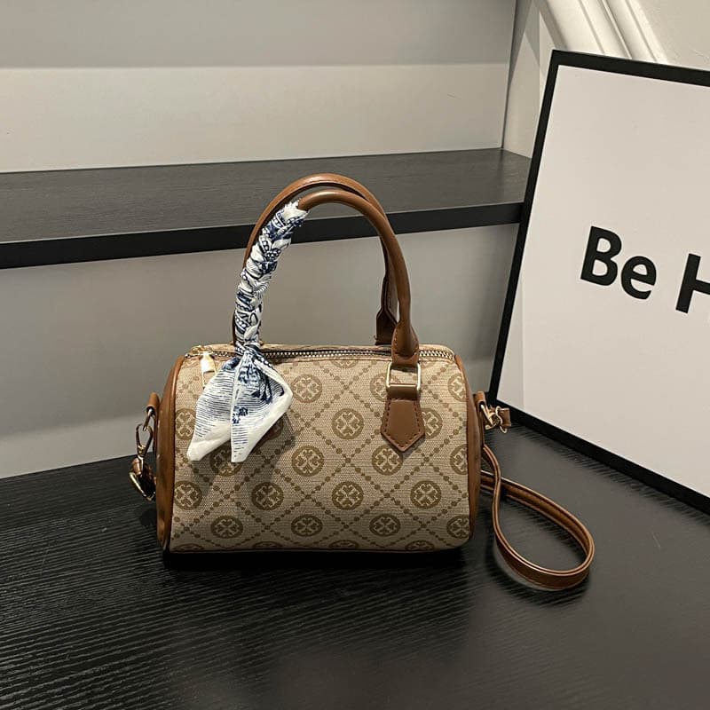 New Boston Bag for Women, Versatile Commuter Fashion Printed High-End Texture Stylish Early Autumn Commuter Crossbody Bag
