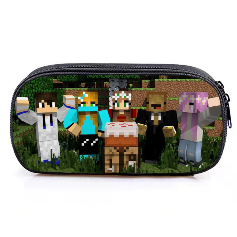 Drop Shipping Minecraft Legends Student Pen Case with Compartments My World Stationery Storage Pouch Box