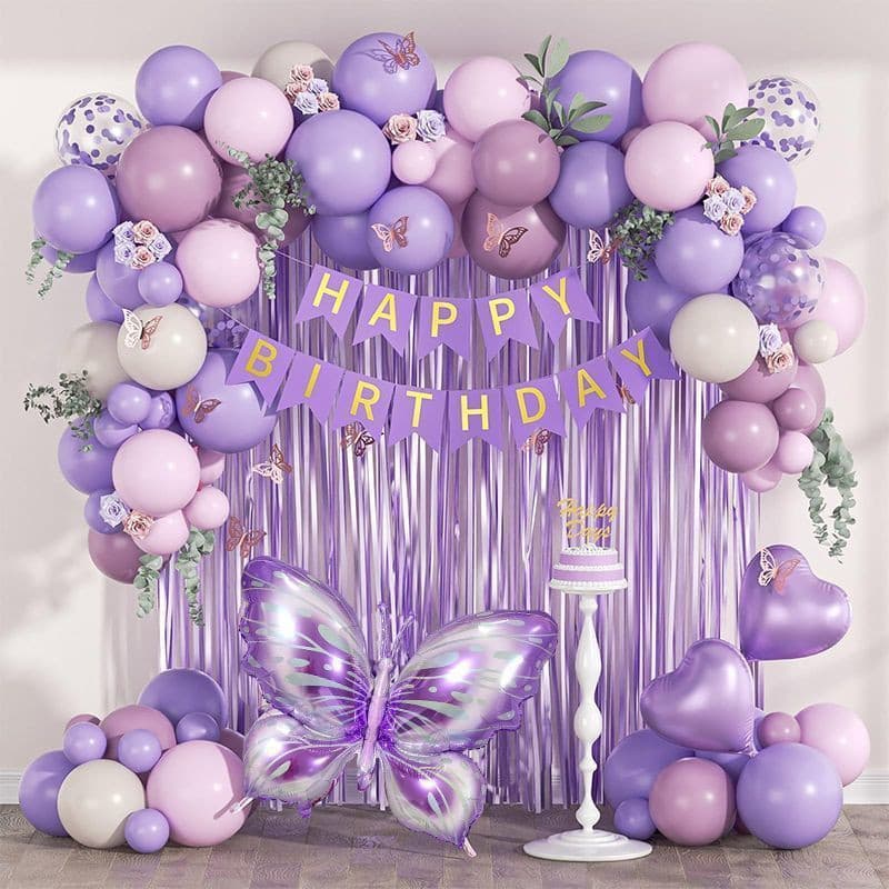 New Purple Butterfly Birthday Party Wedding Balloon Opening Set Decoration Scene Decoration