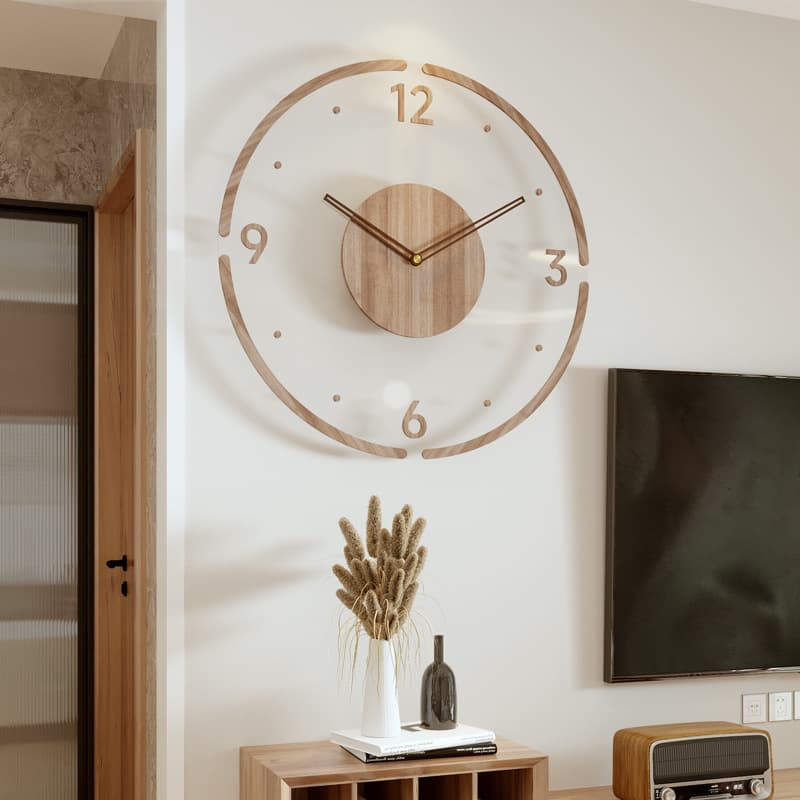 Simple Nordic Wall Clock Living Room Decoration Fashion Silent Creative Wall Clock Quartz Clock Solid Wood