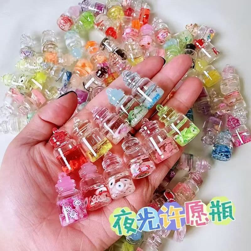 Glow in the Dark Wish Bottles Mystery Bags Allah Bottles Message in a Bottle Keychain Pendants DIY Children's Light-Up Toy Gifts
