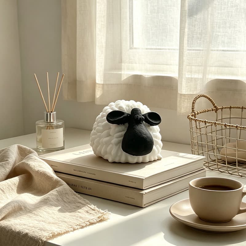 3D curly sheep head silicone mold Cute lamb scented candle plaster glue handmade soap mold