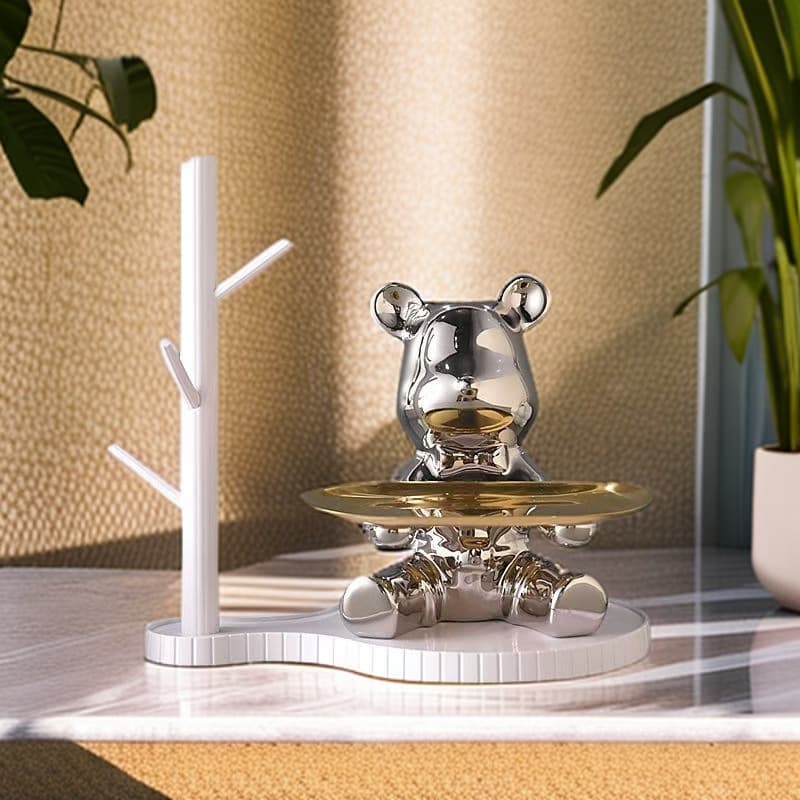 Love Bear Entryway Key Holder Decorative Ornament for Shoe Cabinet, High-End Light Luxury Housewarming Gift