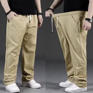 Cross-Border Dropshipping Plus Size Casual Pants Men Summer Thin Enlarged Fat Man Loose Straight Spring Autumn Long Pants