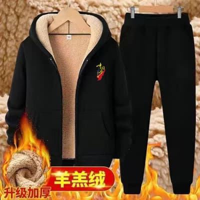 Autumn/Winter Youth Fleece-Lined Zip-Up Hooded Cardigan for Men, Korean Trendy Teen Winter Jacket