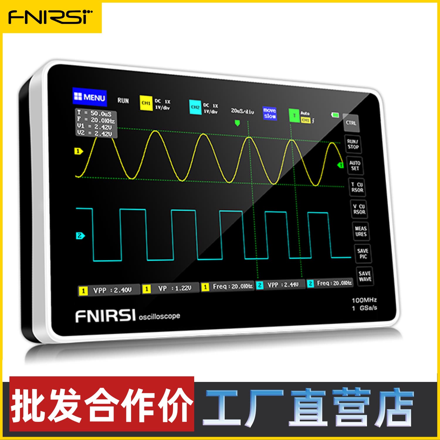 New FNIRSI 1013D Dual Channel Digital Touch Tablet Oscilloscope 100M Bandwidth 1GS/s Sampling Rate