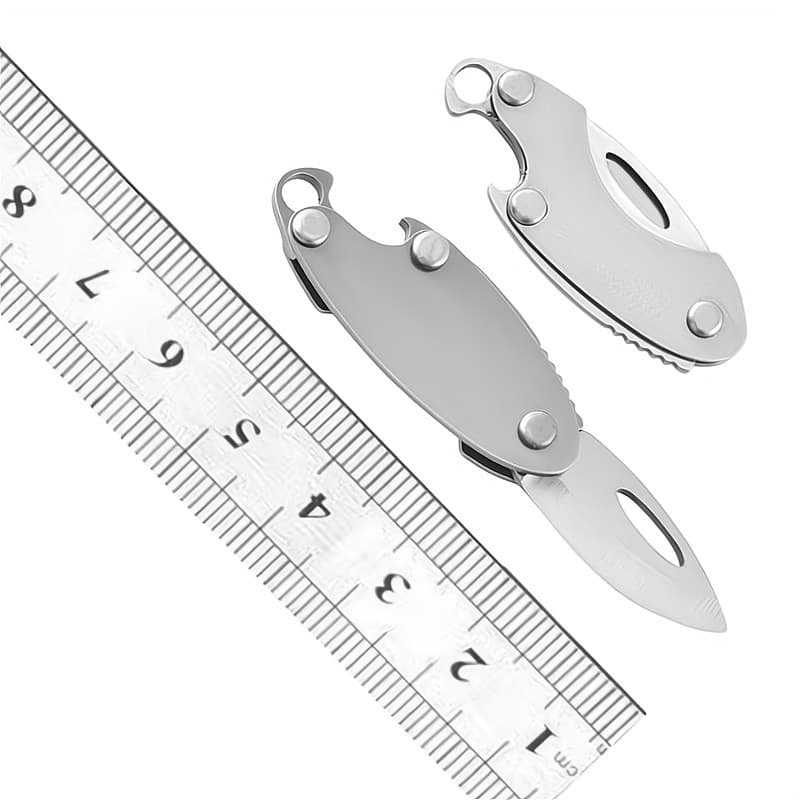 Small Olive Stainless Steel Mini Folding Knife with Bottle Opener Portable Keychain Accessory Parcel Opening Knife Sharp