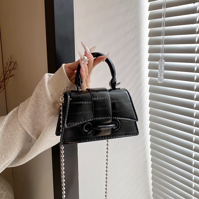 Fashionable Minimalist Handheld Square Bag for Women, Glossy New Style, Light Luxury Shoulder Bag, Casual Versatile Chain Crossbody Bag