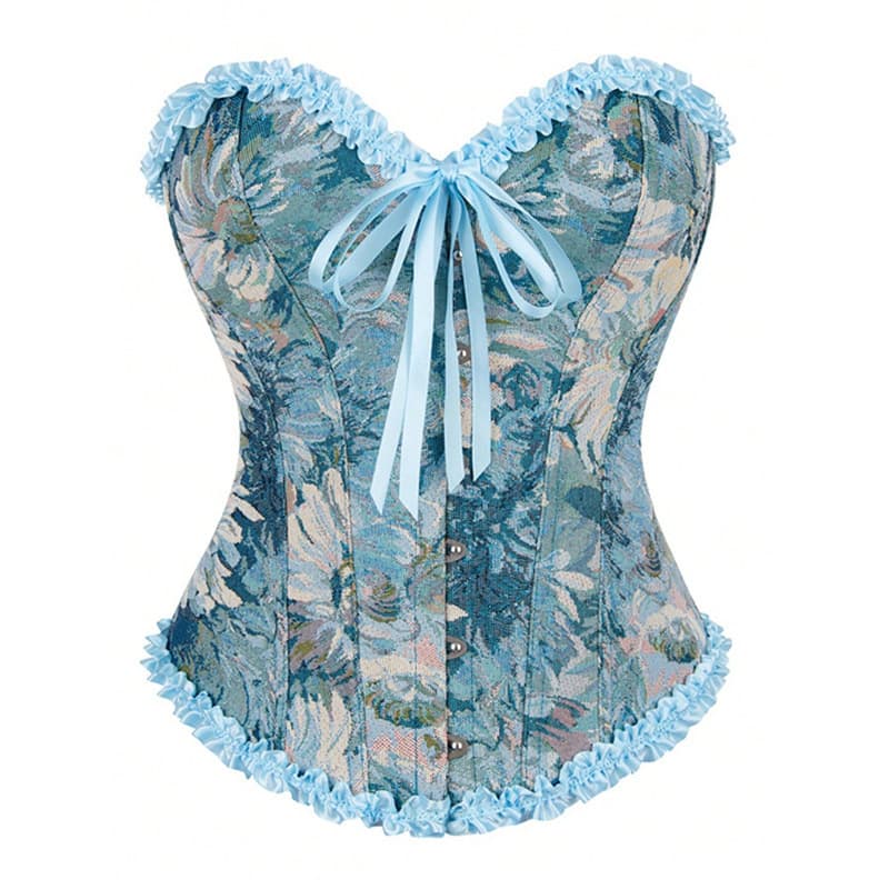 Oil painting flower corset cross-border supply bow classical palace style body-shaping garment women's hourglass waist corset cross-border