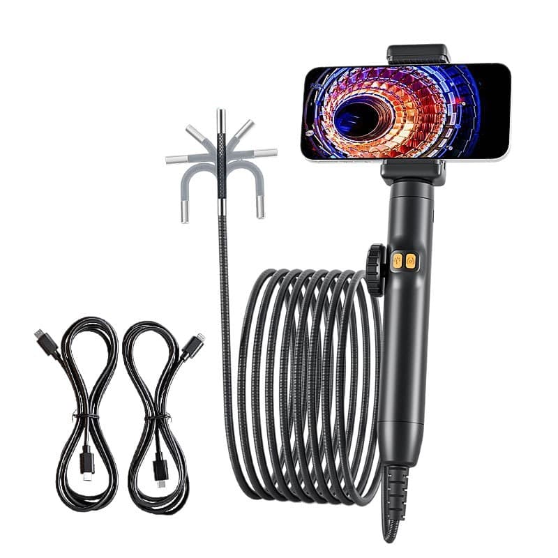 Articulating Industrial Endoscope Handheld Controller with Photo and Video Capability for Automotive Air Conditioning Duct Inspection Tool, Multi-Language