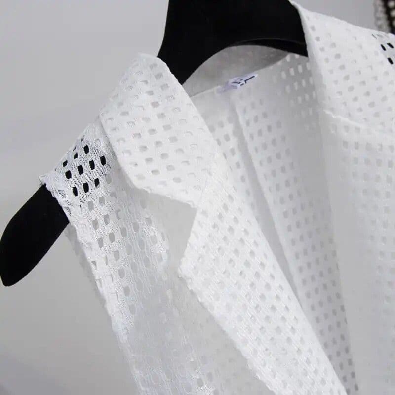 Hollow Vest Women's Summer 2026 New Thin Medium and Long Suit Collar Vest Jacket Waistcoat Trendy Fashion Trend