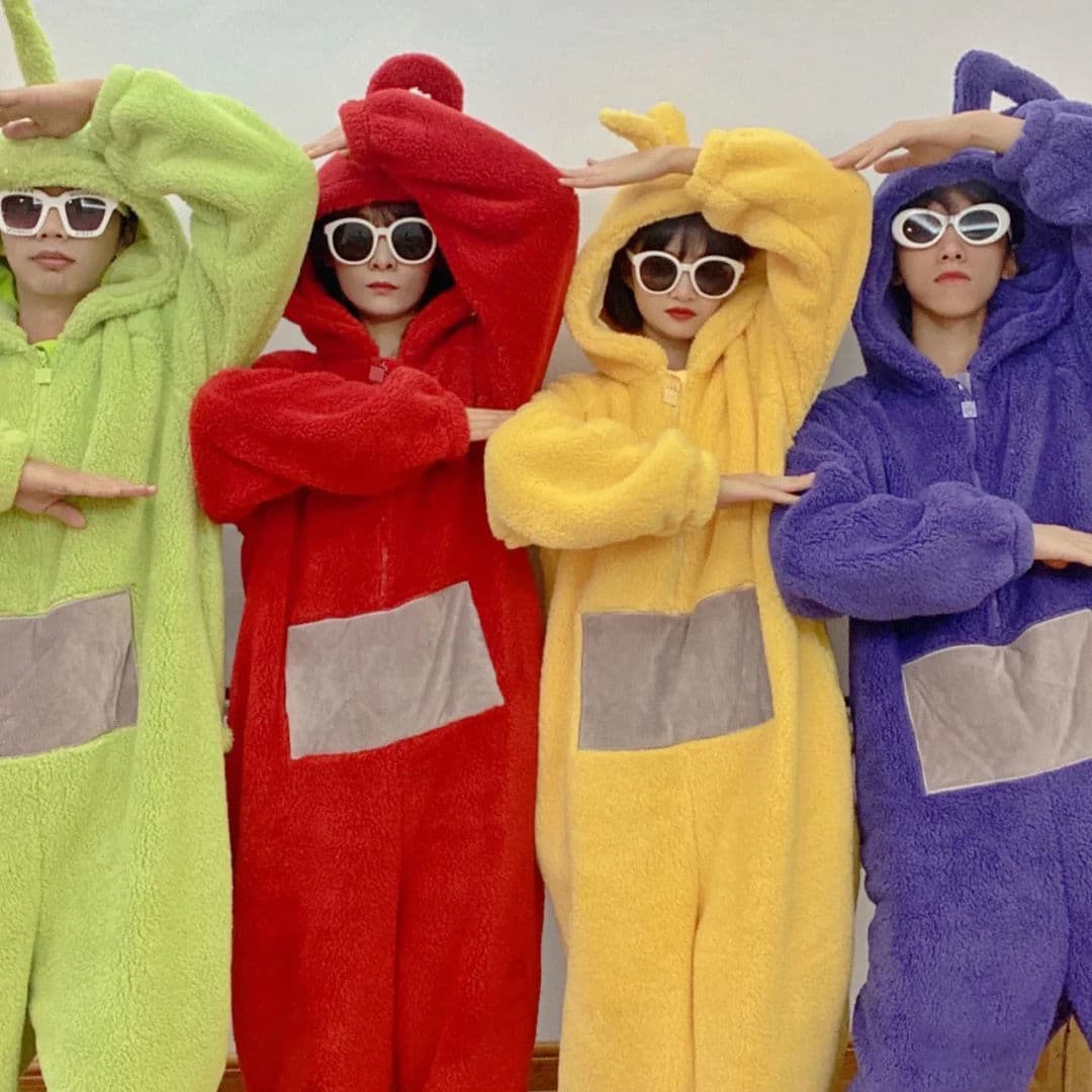 Teletubbies Onesie Pajamas Coral Fleece Winter Thickened Three-Layer Cotton-Padded Teletubbies Onesie Pajamas