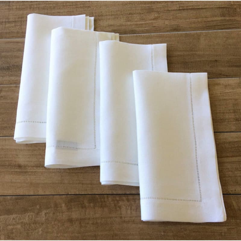 Cross-border linen wedding cocktail napkins dinner decorations with stitched edges and perforated details