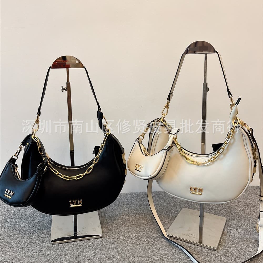 LYN New Armpit Bag Modern Women's Bag Metal Letter Decorative Mother and Child Bag Portable Crossbody Women's Bag