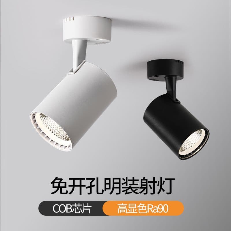 LED Surface-Mounted Spotlight for Commercial Clothing Stores, Living Room, Accent Wall, Bedroom, Home Use, Rotatable Ceiling-Mounted COB Spotlight
