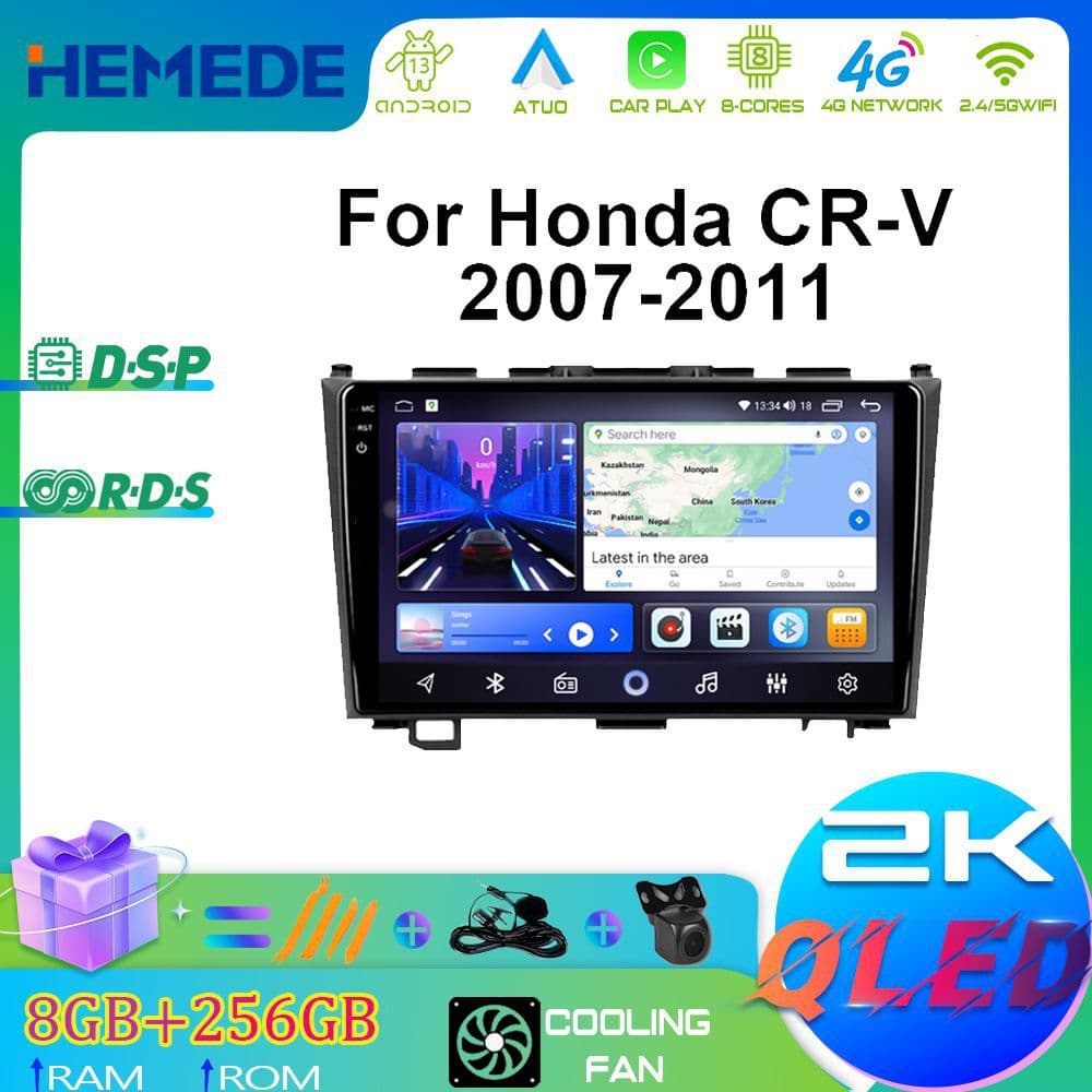 Compatible with 2007-2011 Honda CRV Car Navigation Carplay Central Control Screen Navigation All-in-One Smart Audio Video