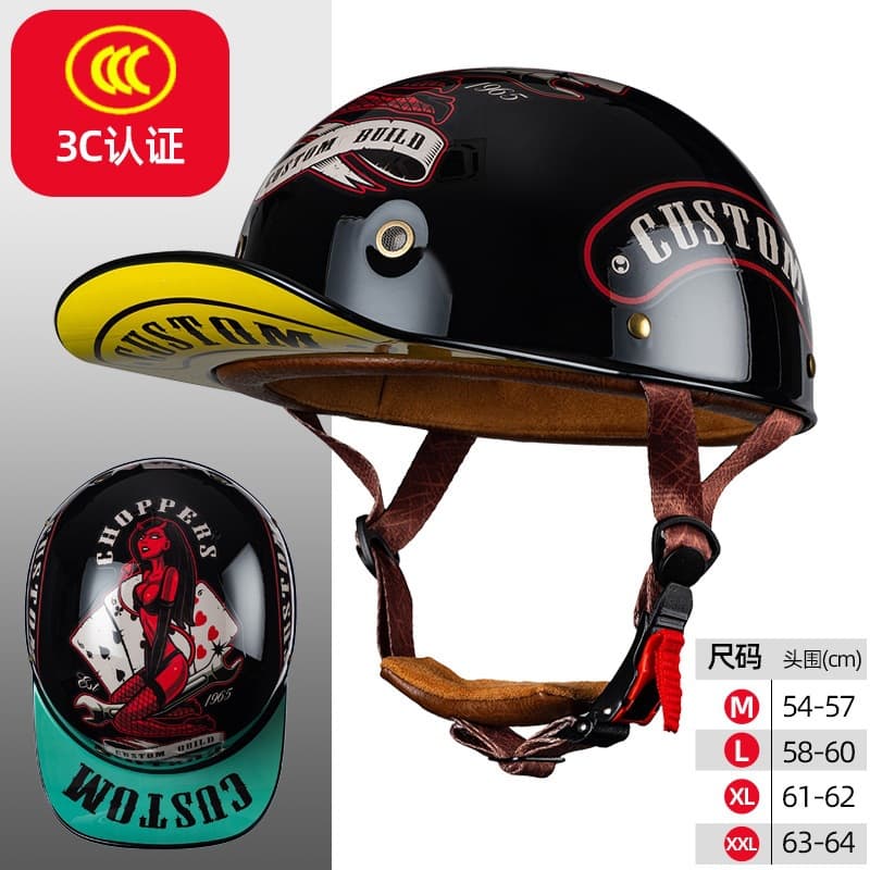 Wholesale Motorcycle Half Helmet Summer Unisex Retro Harley Electric Bike Baseball Cap Skull Helmet Drop Shipping