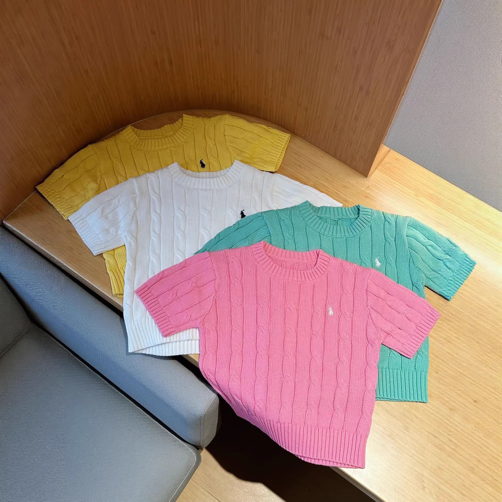 Cross-border RL Ralph Lauren Small Logo Embroidery 4-Color Candy Twist Macaron Knit Pullover Short Sleeve 3003