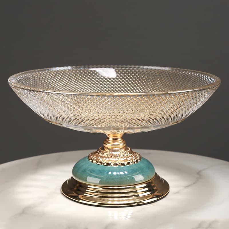 Light Luxury Ceramic Glass Fruit Bowl, Coffee Table Decorative Fruit Tray, Candy Dish, Dried Fruit Tray, Living Room Dining Table Showroom Decoration