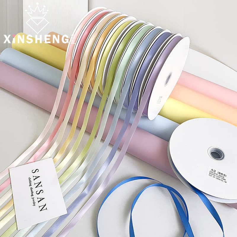 Core Macaron Polyester Ribbon Flower Bouquet Decorative Streamer Handmade Floral Gift DIY Material Baking Strap