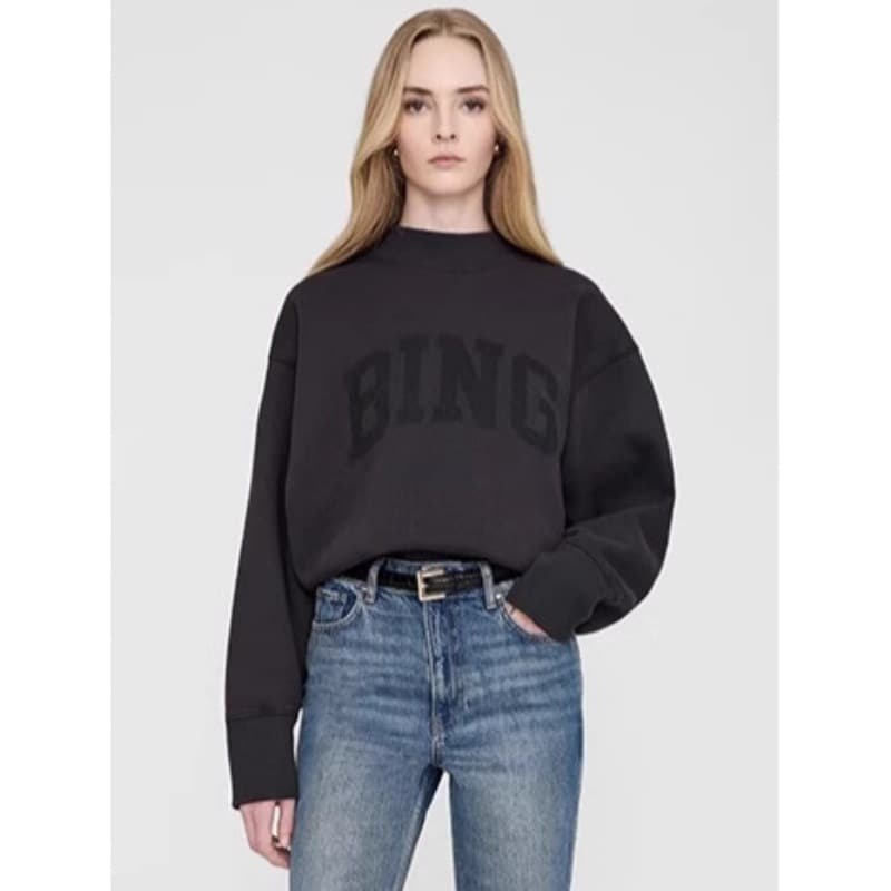 Fall/Winter 24 Top American Style Vintage Fleece Letter Print Casual Loose Pullover Round Neck Long Sleeve Sweatshirt for Women