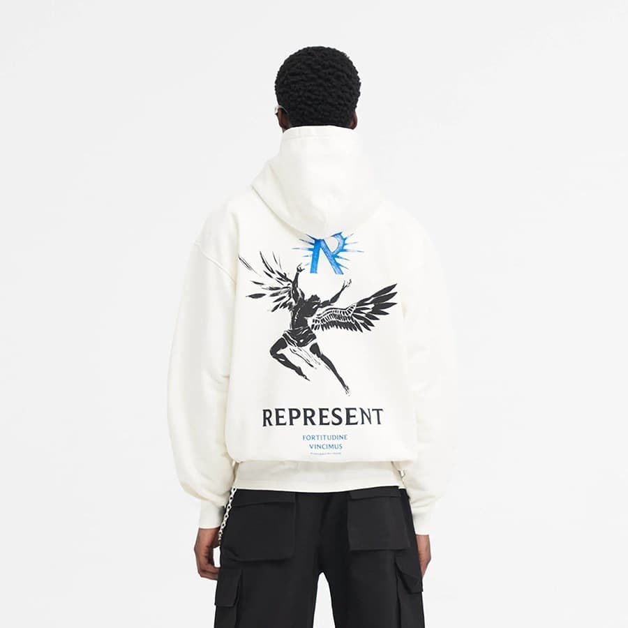 REPRESENT Fall/Winter New Cursive Letter Slogan Print High Street Casual Black Unisex Hoodie