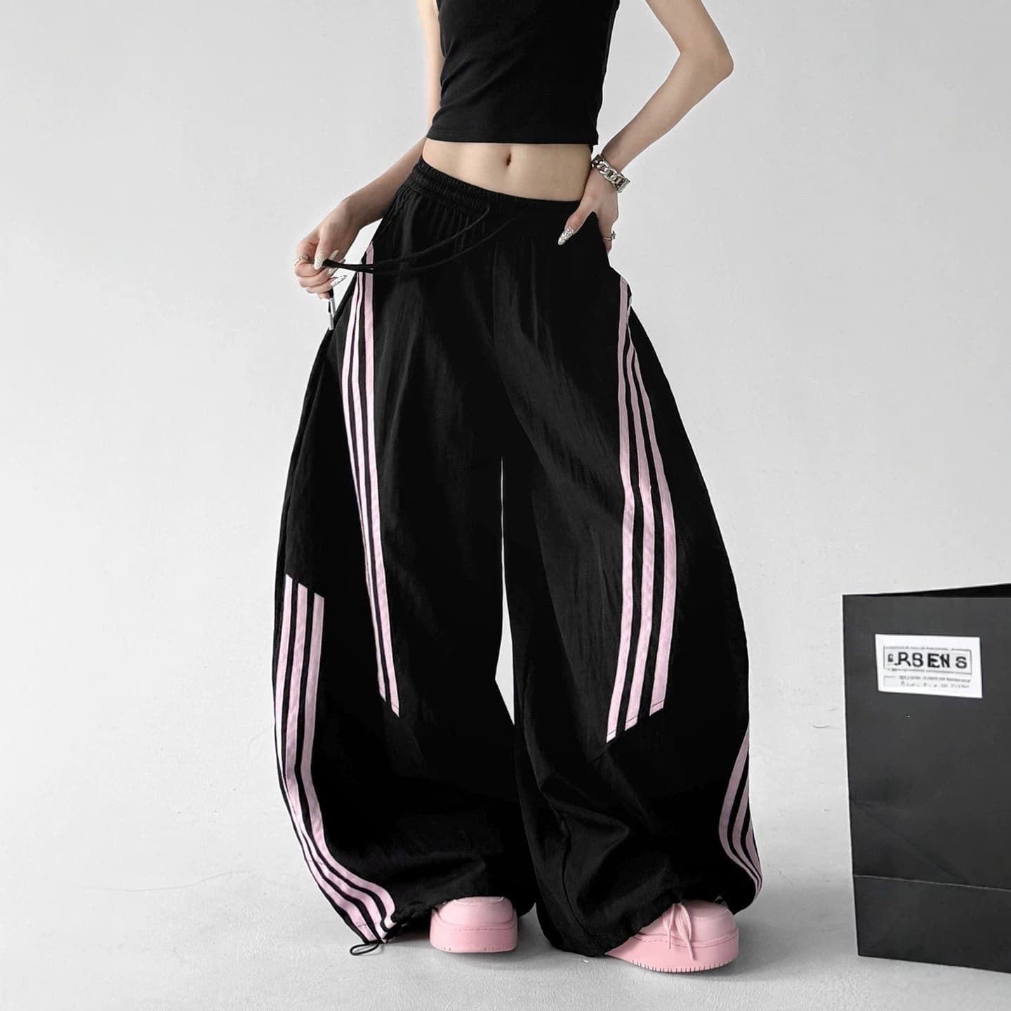Men's Street Dance Wide-Leg Pants 2026 Summer New Tall High-Waist Loose White Sports Casual Pants