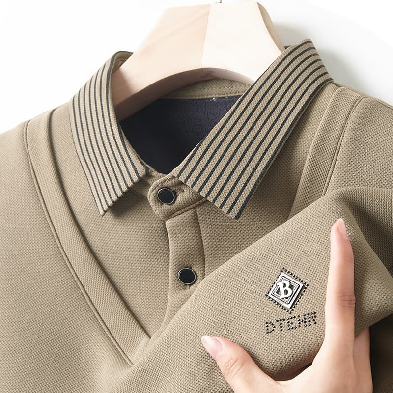 Clearance Stock of 100,000 Pieces, Autumn/Winter Casual Fleece-Lined Thickened Middle-Aged Men's Two-in-One Knit Base Layer Sweater