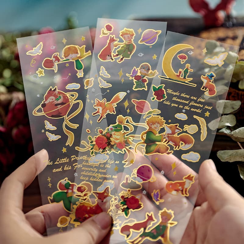 The Little Prince three-dimensional hot stamping sticker set planet fox rose bird children primary school students illustration decorative material