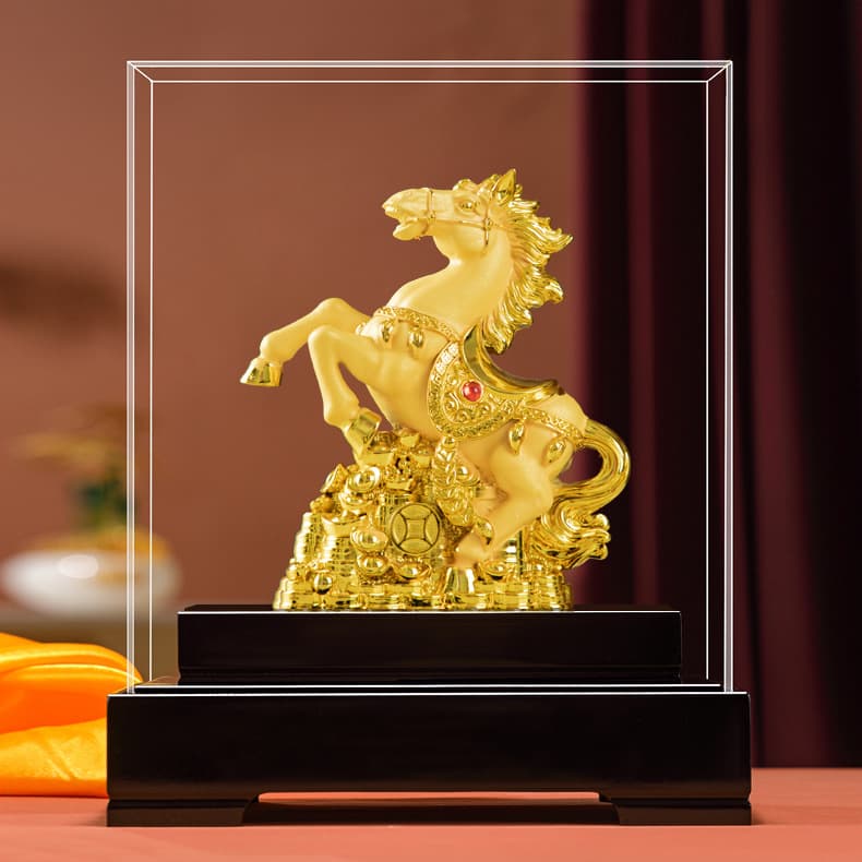 Cross-border export of sand gold horse fortune ornaments, zodiac sign, Year of the Horse, New Year, China Life Ping An Insurance, a good start gift