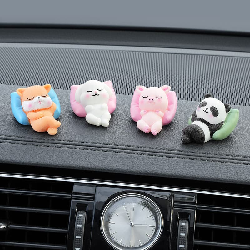 Cartoon Panda Car Decoration, Sleeping Small Animal Dashboard Ornament, Cute Healing Stress Relief Sleeping Plush Toy